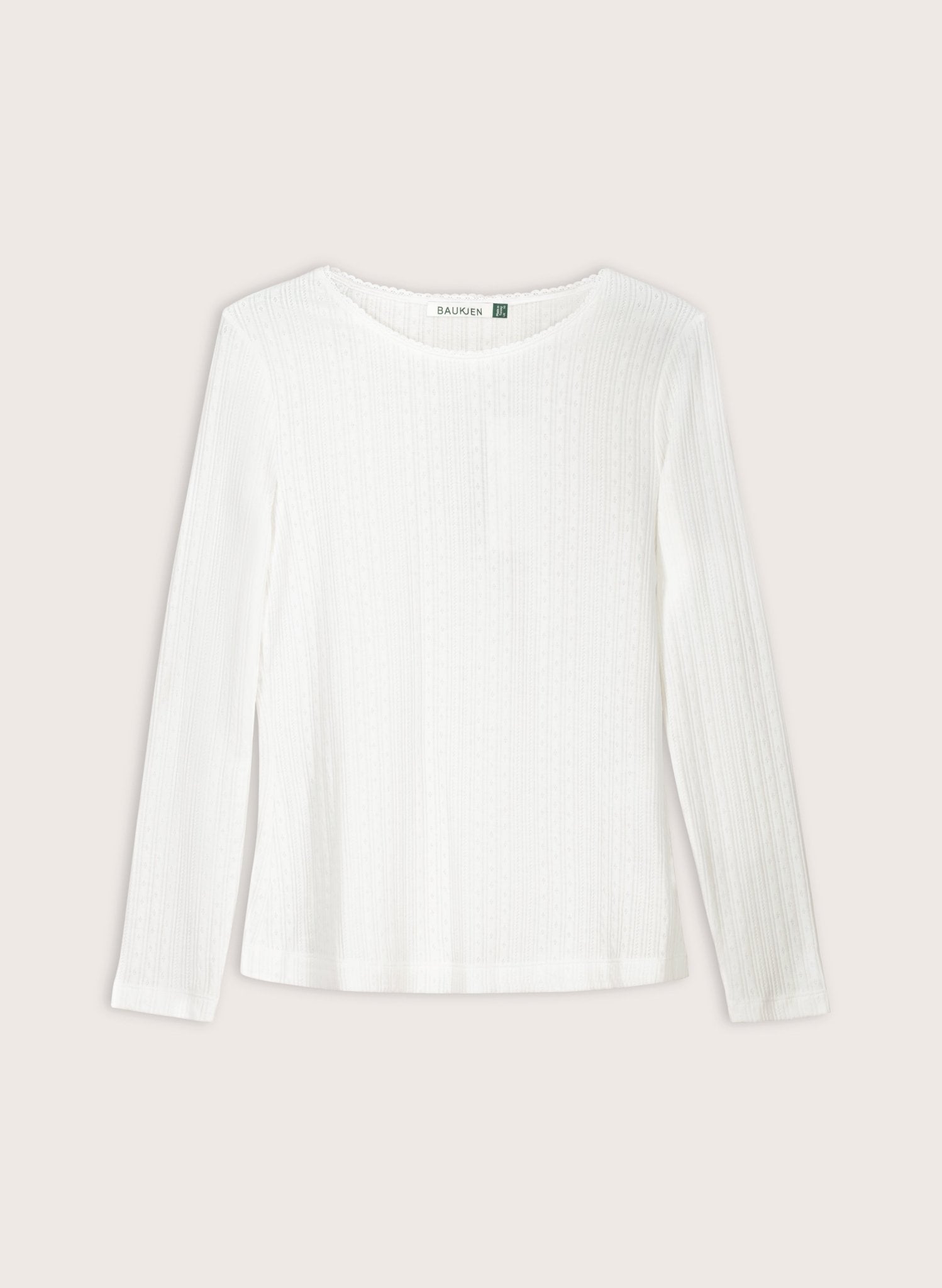 Maeva Long Sleeve Rib Top - Pure White Baukjen