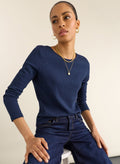 Maeva Ribbed Long Sleeve Top - Deep Indigo Baukjen