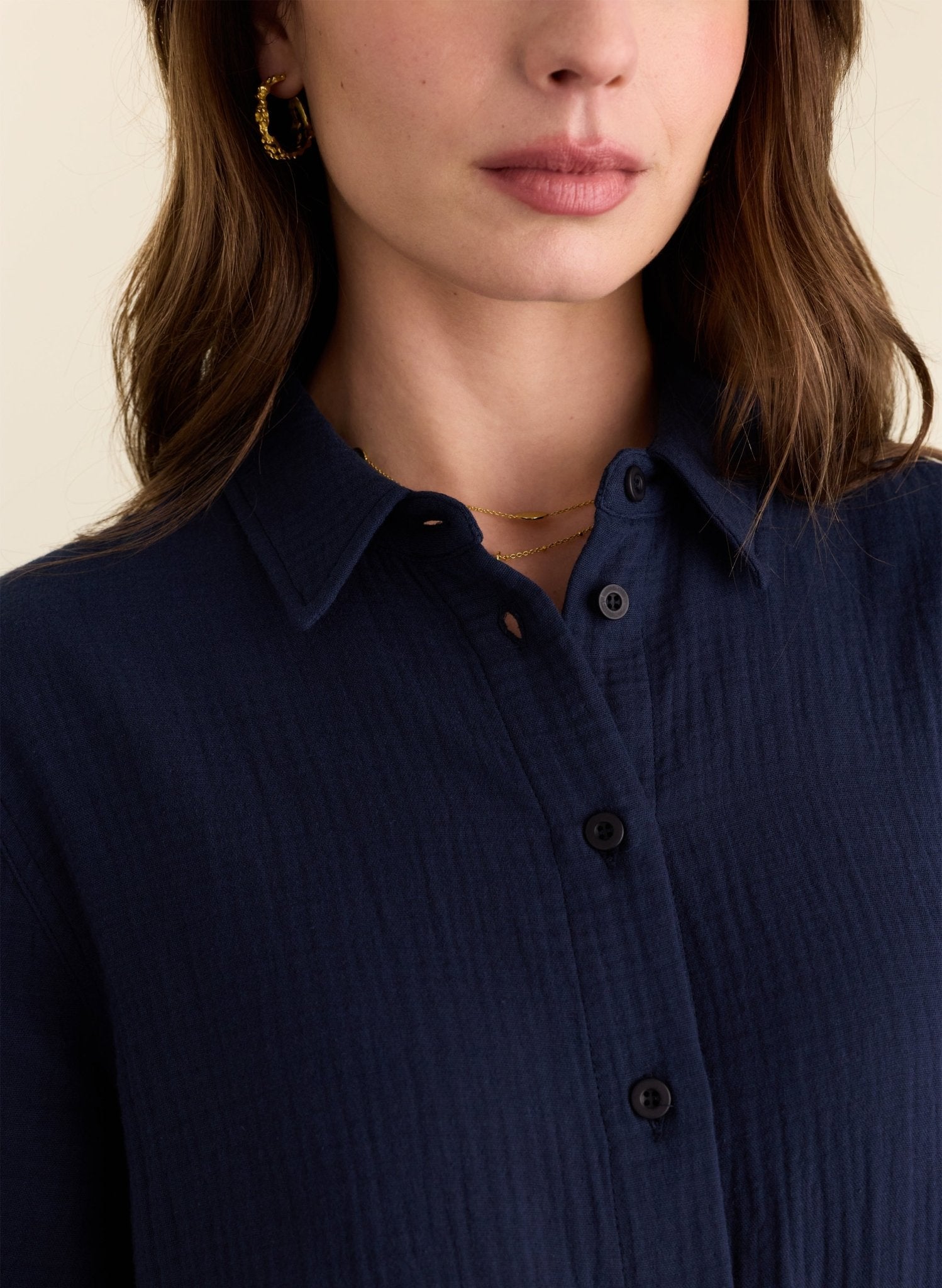 Mahalia Organic Cheesecloth Shirt - Deep Indigo Baukjen