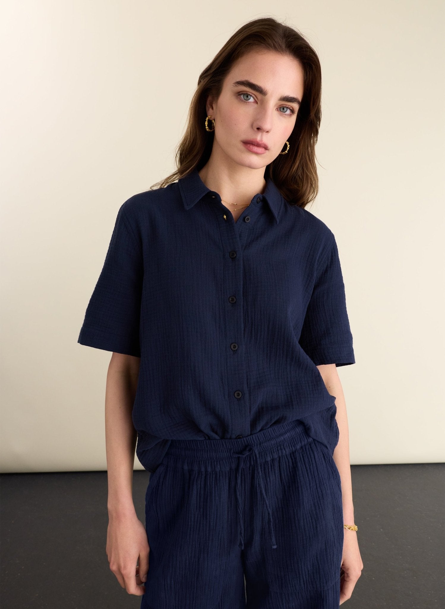 Mahalia Organic Cheesecloth Shirt - Deep Indigo Baukjen