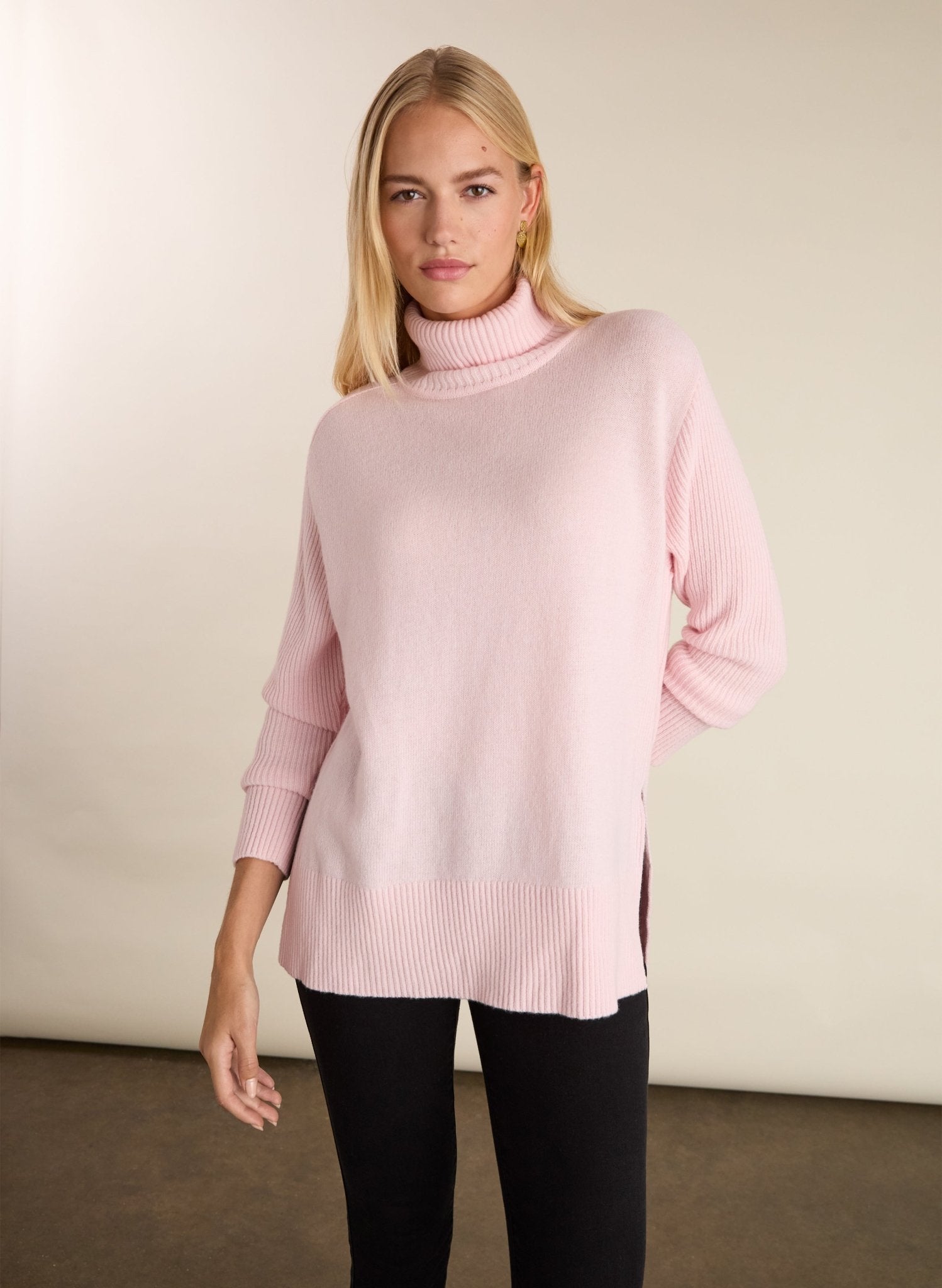 Malin Wool Blend Turtleneck Jumper - Powder Pink | Baukjen
