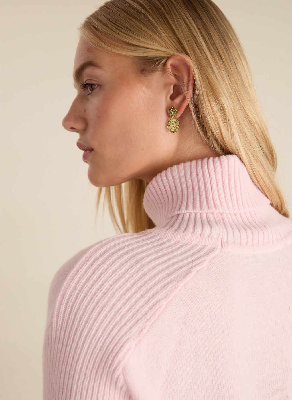 Malin Wool Blend Turtleneck Jumper - Powder Pink Baukjen