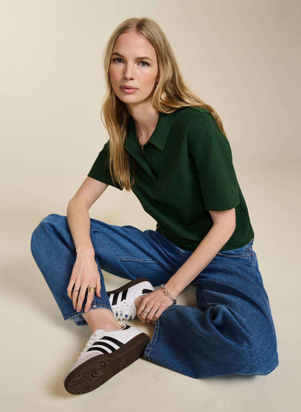 Margaret Regenerative Cotton Polo Tee - Forest Green Baukjen