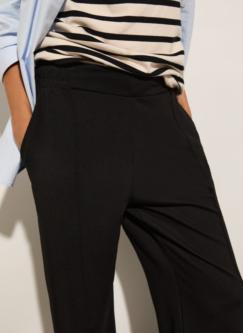 Marian Ponte Wide Leg Trousers - Caviar Black Baukjen