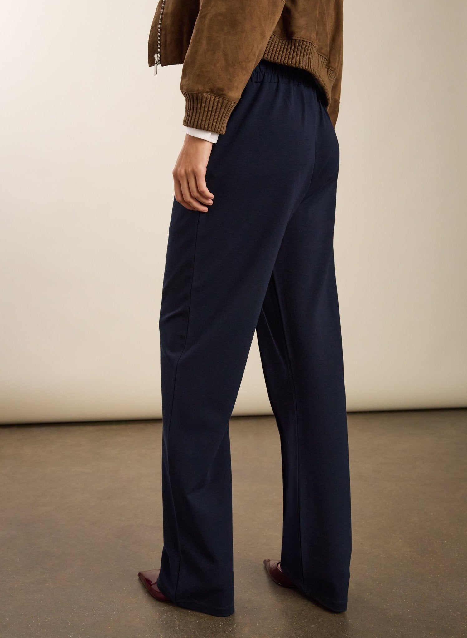 Marian Ponte Wide Leg Trousers - Classic Navy Baukjen
