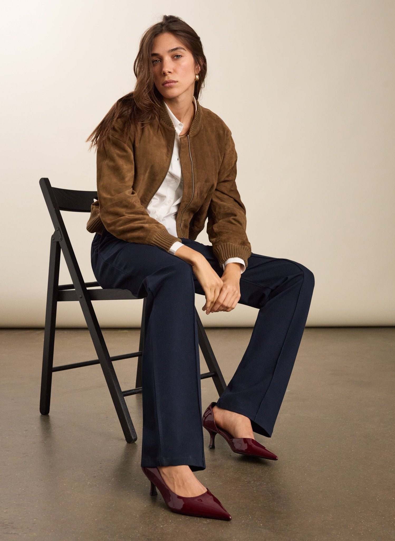 Marian Ponte Wide Leg Trousers - Classic Navy Baukjen