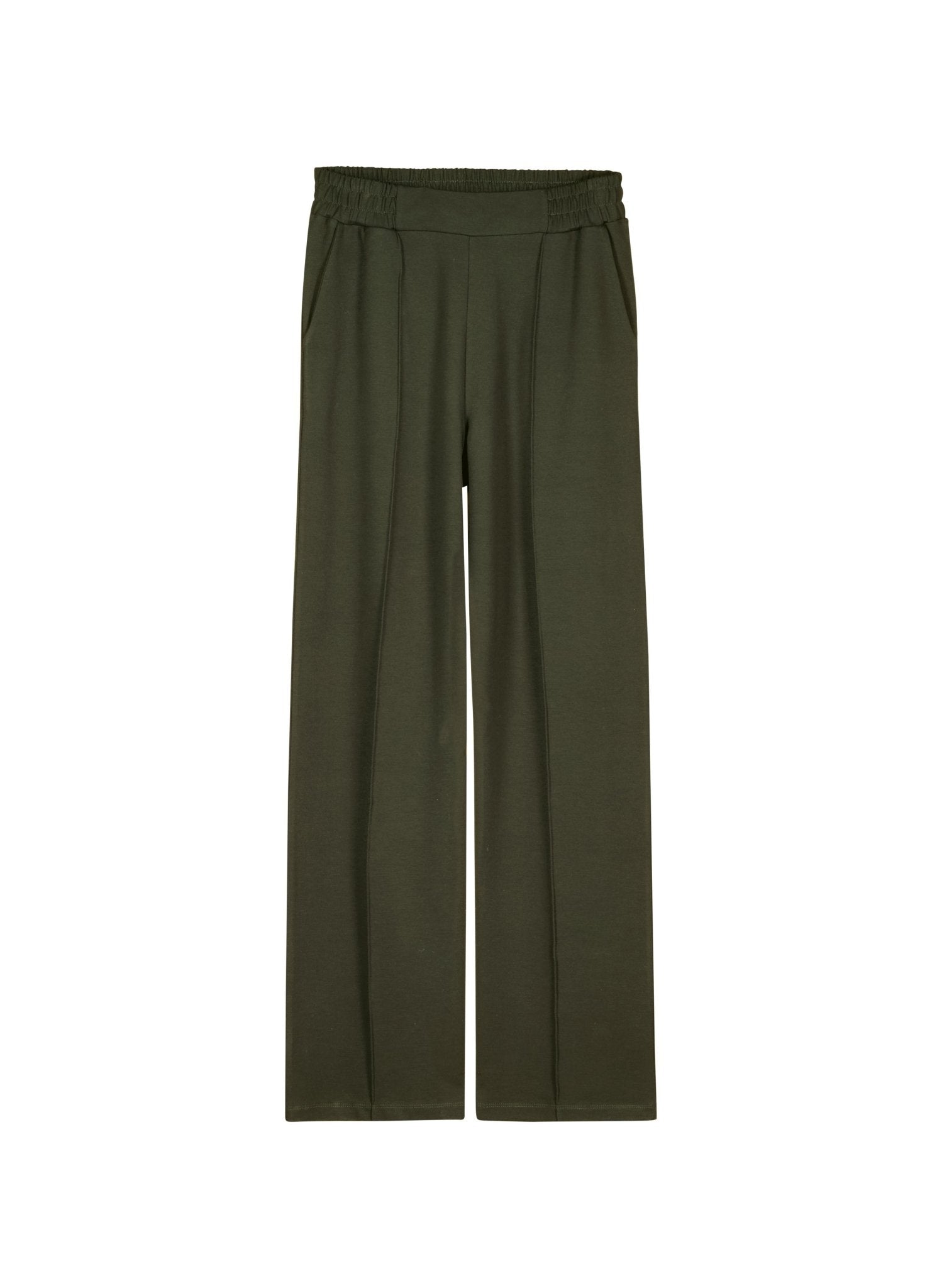 Marian Ponte Wide Leg Trousers - Deep Khaki Baukjen