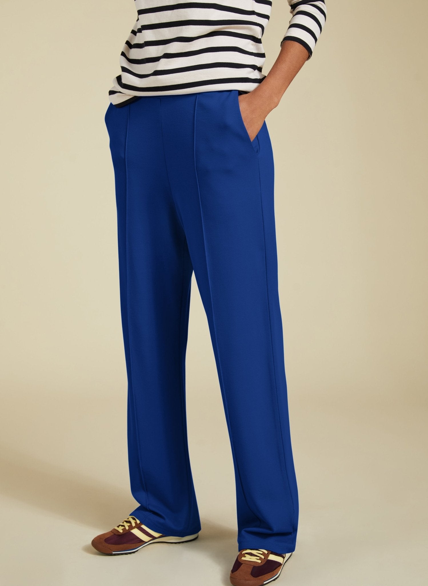 Marian Ponte Wide Leg Trousers - Royal Blue Baukjen