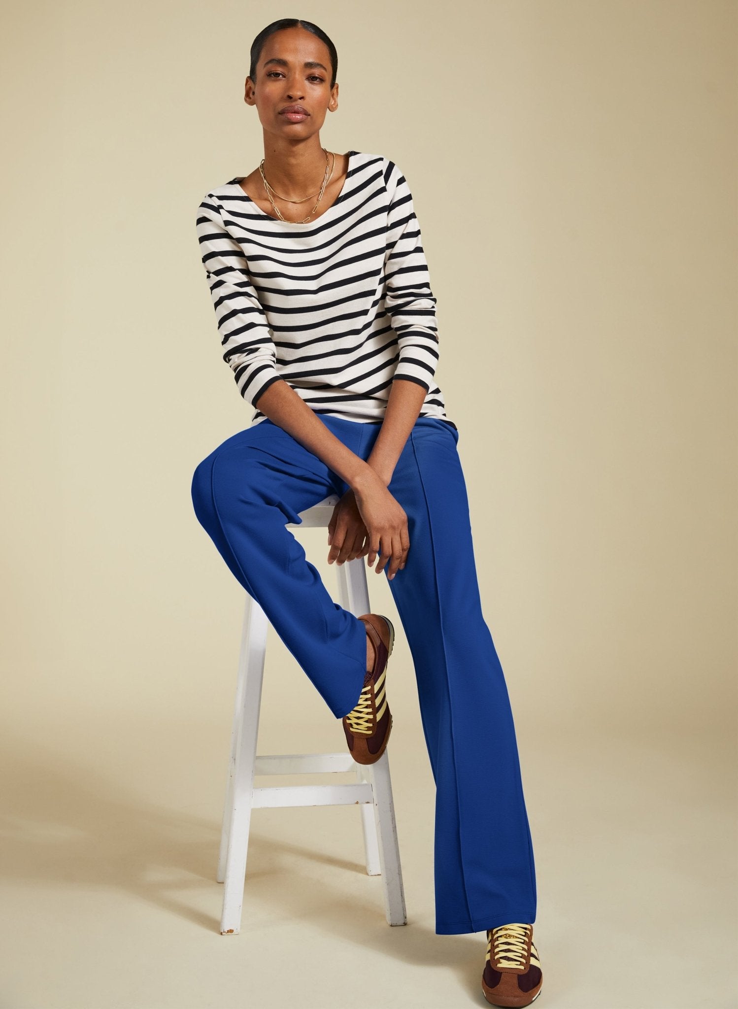 Marian Ponte Wide Leg Trousers - Royal Blue Baukjen