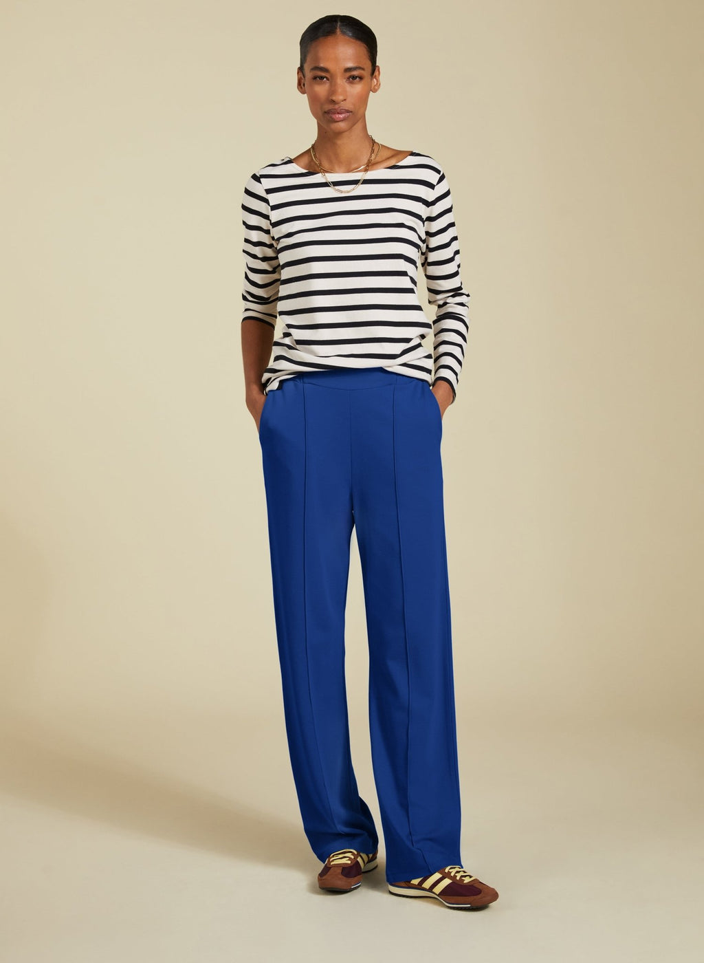 Marian Ponte Wide Leg Trousers - Royal Blue Baukjen