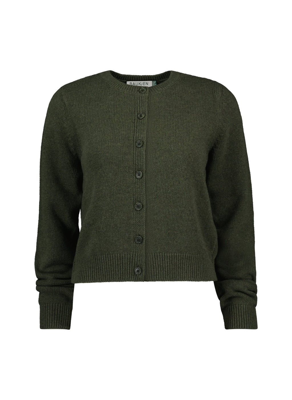 Marie Wool Blend Crew Neck Cardigan - Khaki Baukjen