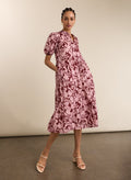 Mariella Organic Printed Midi Dress - Burgundy Summer Floral Baukjen