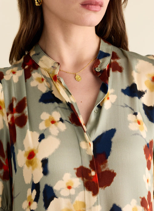 Mariella Printed Midi Dress - Seafoam Japanese Floral Baukjen