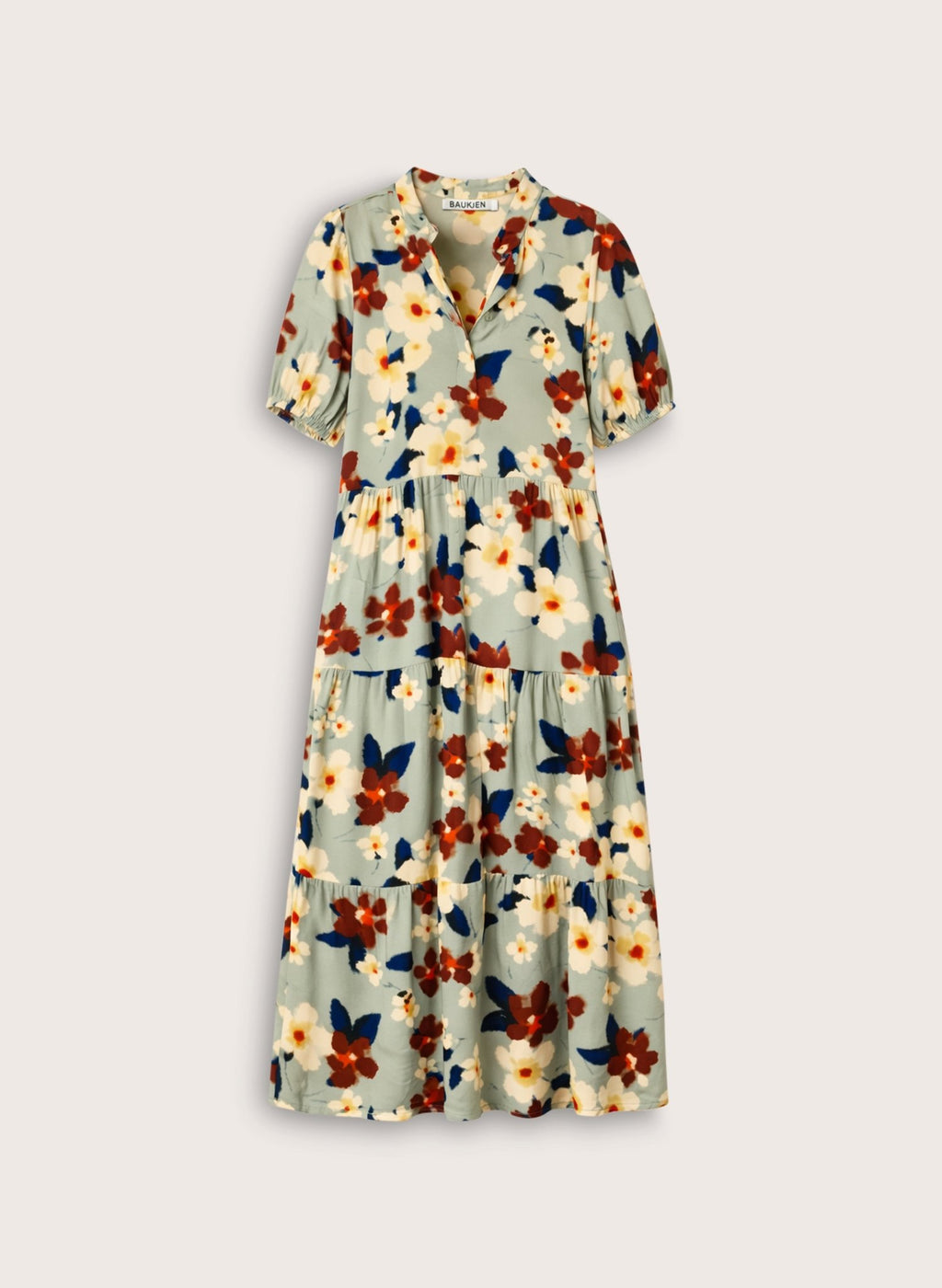 Mariella Printed Midi Dress - Seafoam Japanese Floral Baukjen