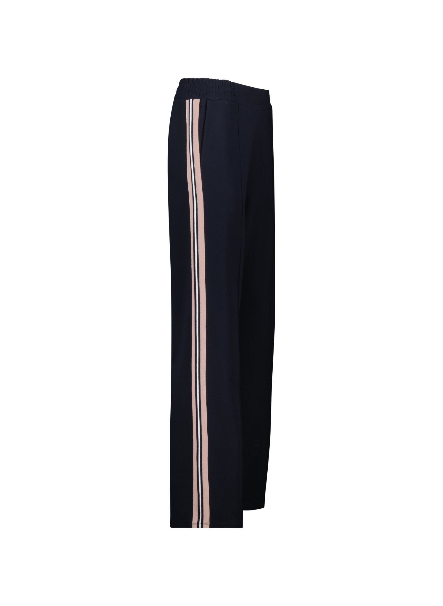 Marjorie Side Stripe Ponte Trousers - Navy, Powder Pink & Pure White Baukjen