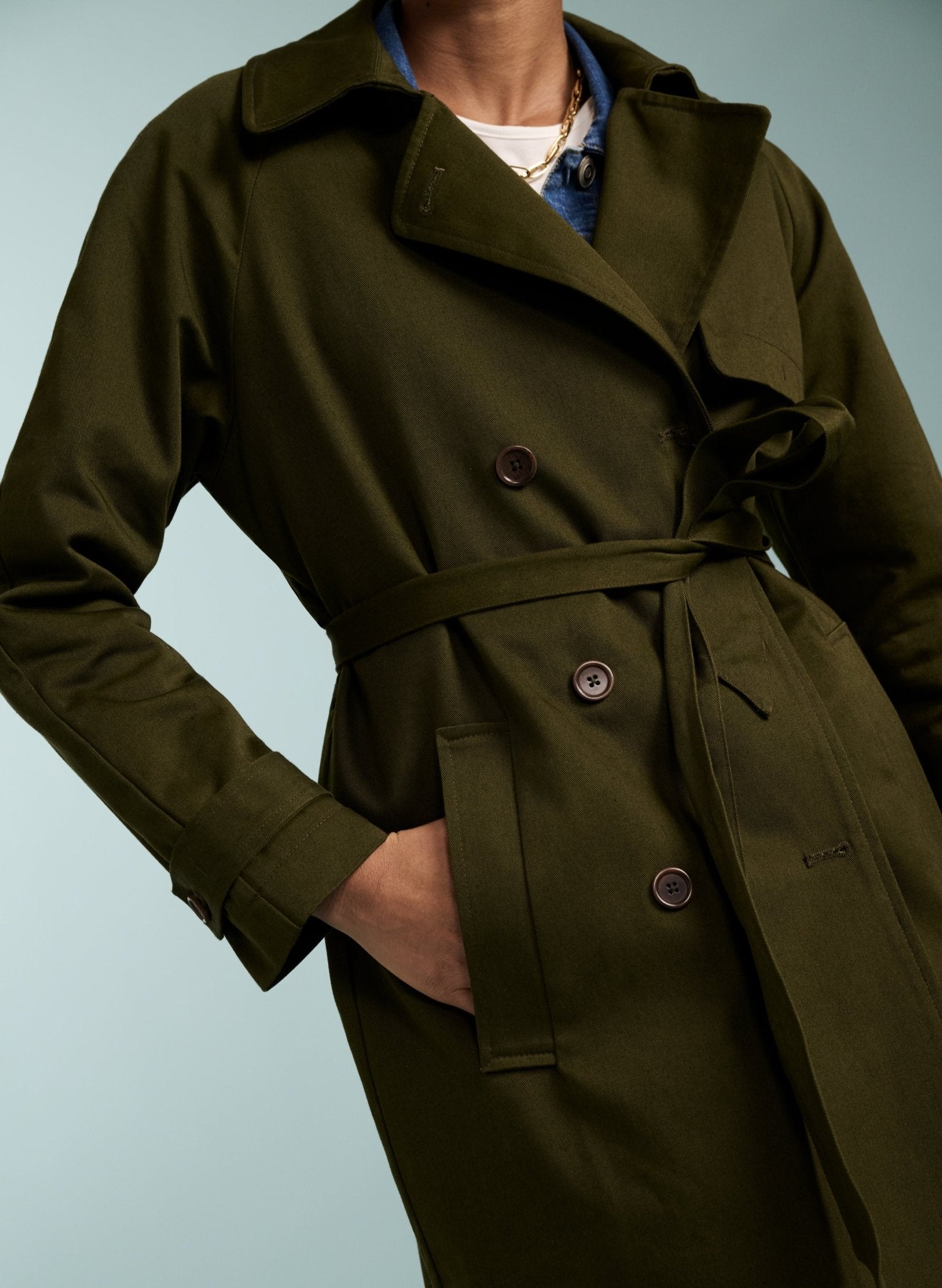 Marlee Organic Cotton Trench - Olive Baukjen