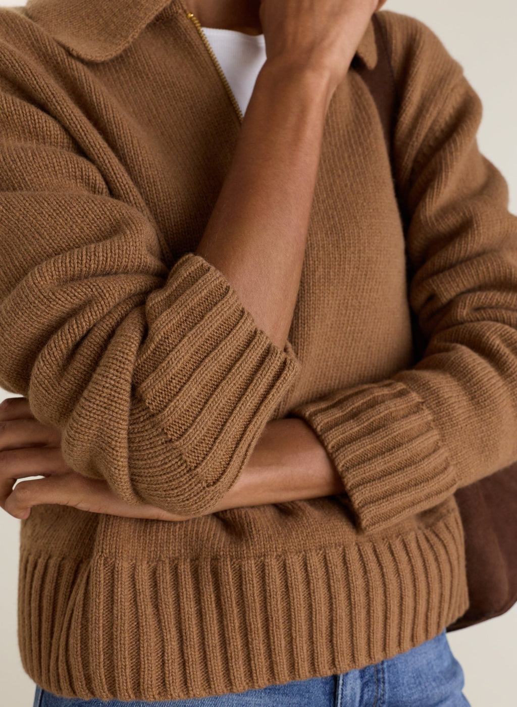 Marley Quarter Zip Jumper - Camel Baukjen