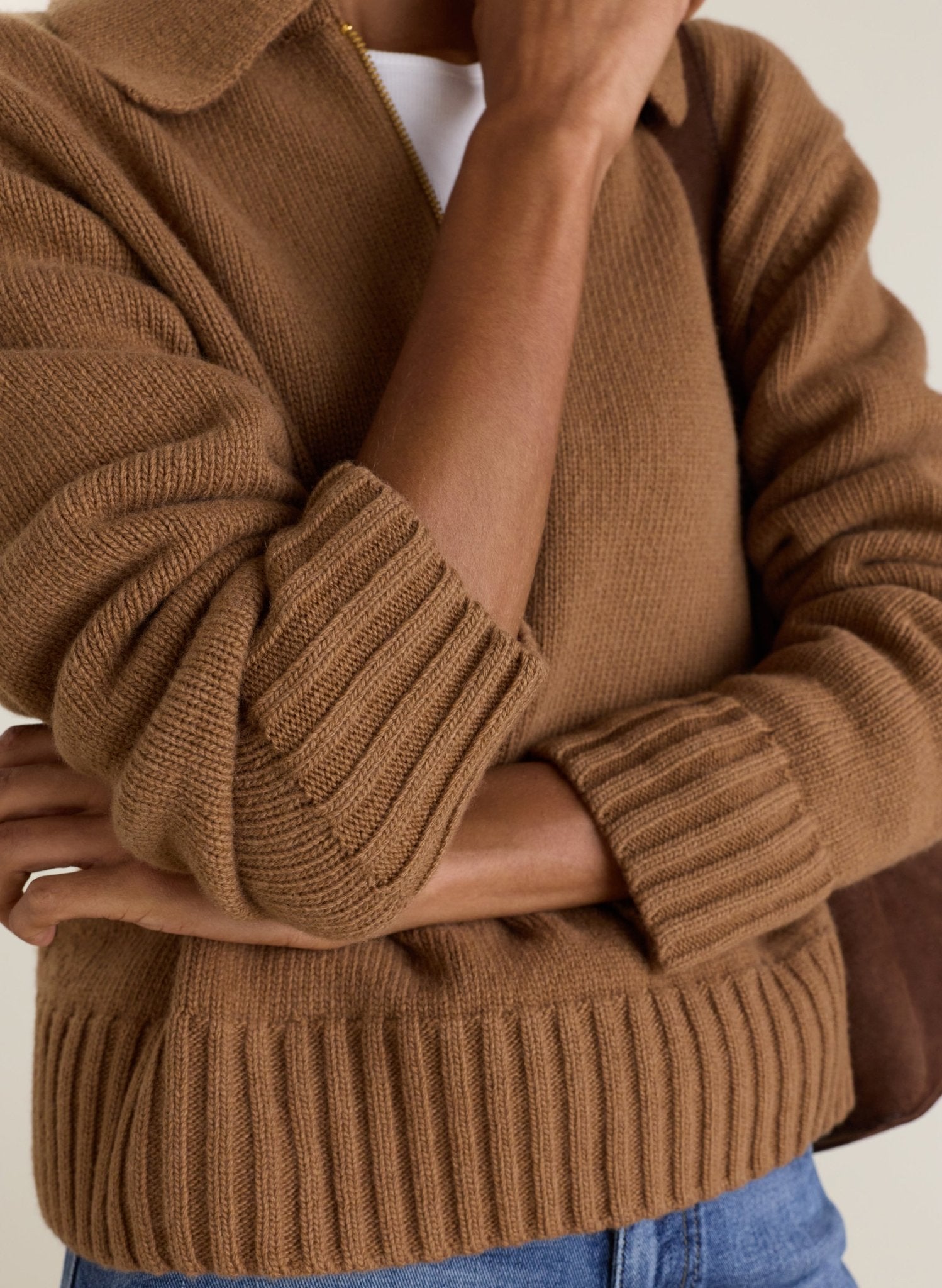 Marley Quarter Zip Jumper - Camel Baukjen