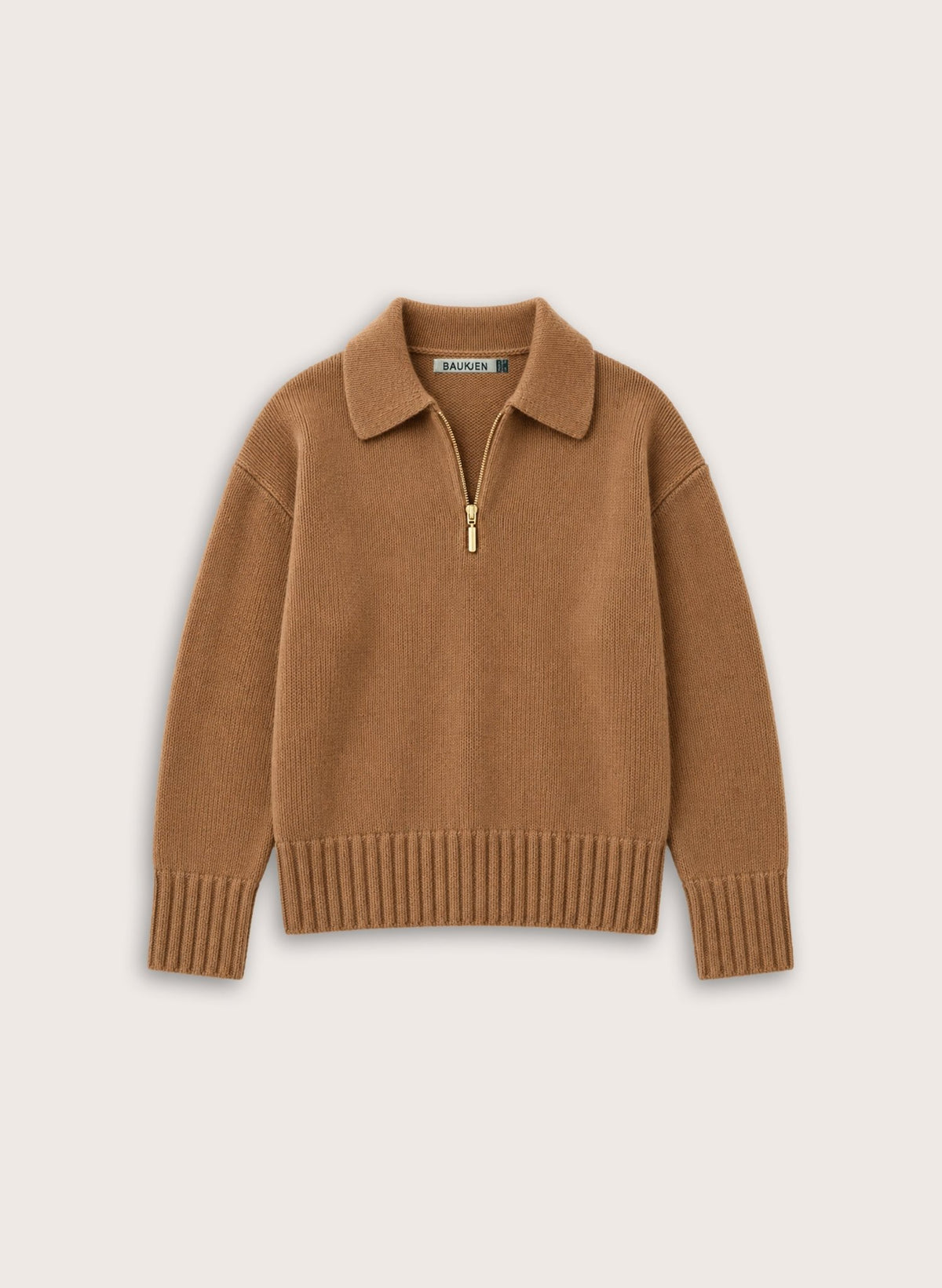 Marley Quarter Zip Jumper - Camel Baukjen