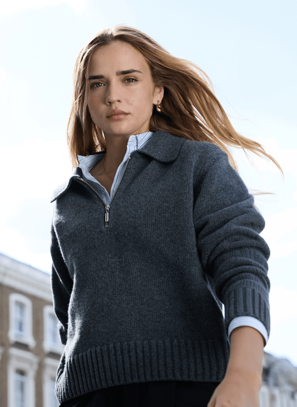Marley Quarter Zip Jumper - Grey Marl Baukjen