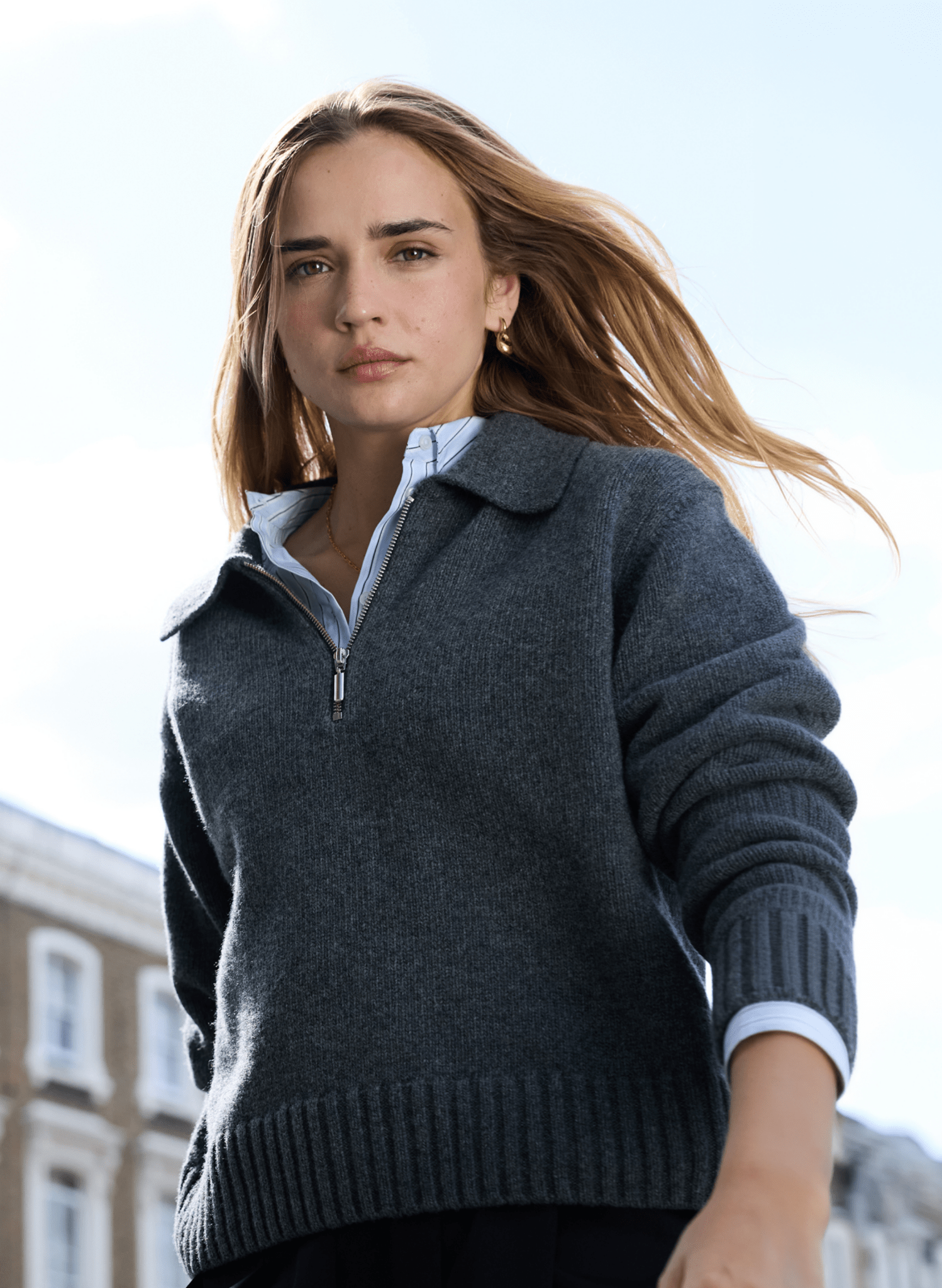 Marley Quarter Zip Jumper - Grey Marl Baukjen