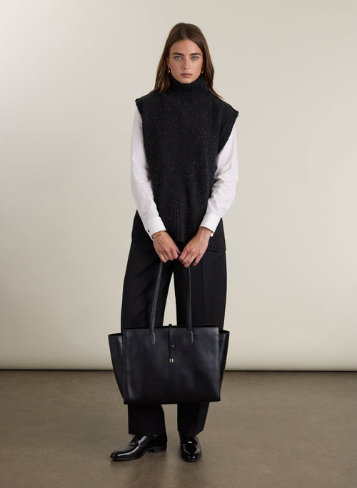 Marylin Turtleneck Knit Vest - Charcoal Marl Baukjen