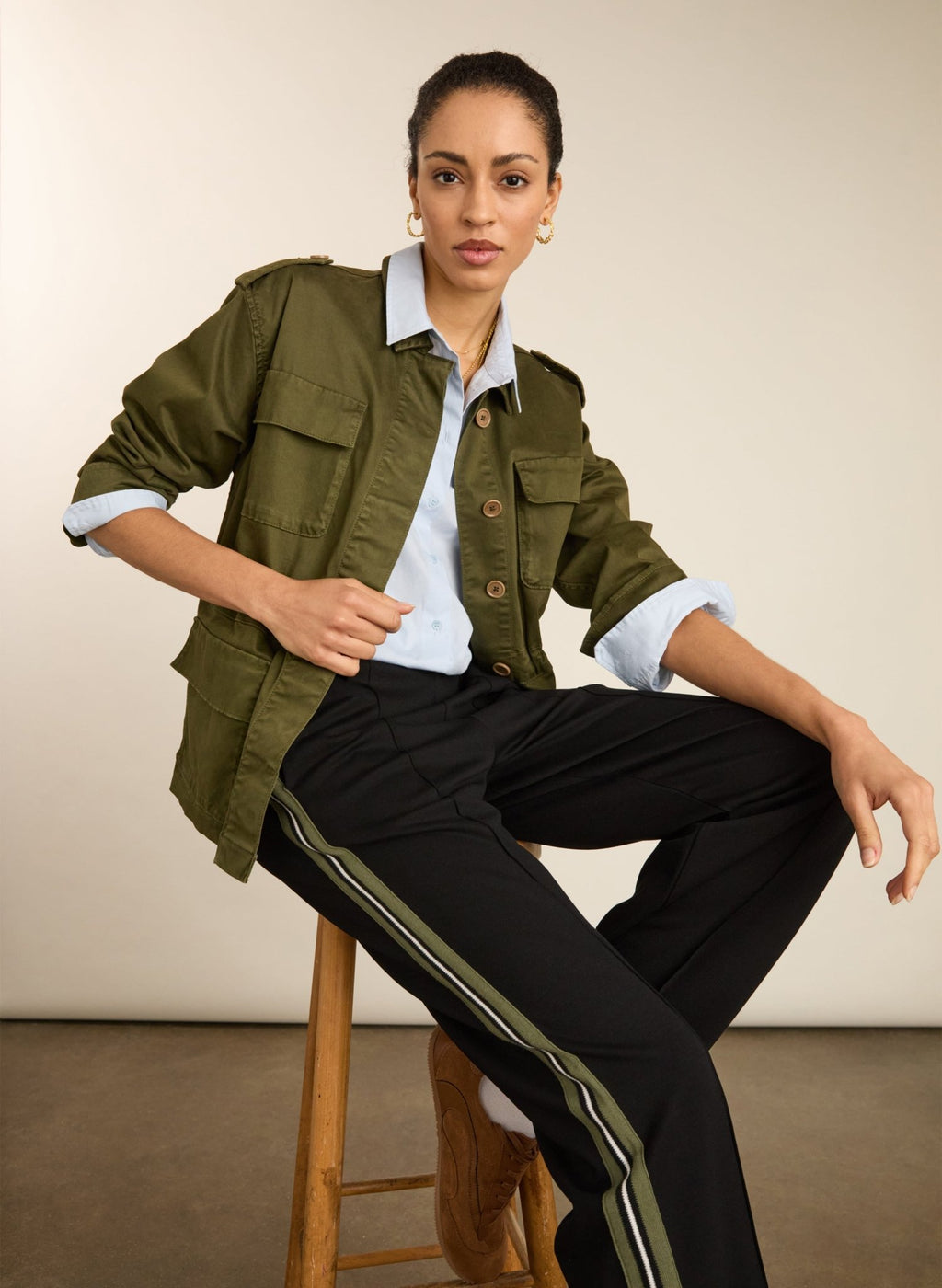 Mattie Organic Cotton Cargo Jacket - Dark Olive Baukjen