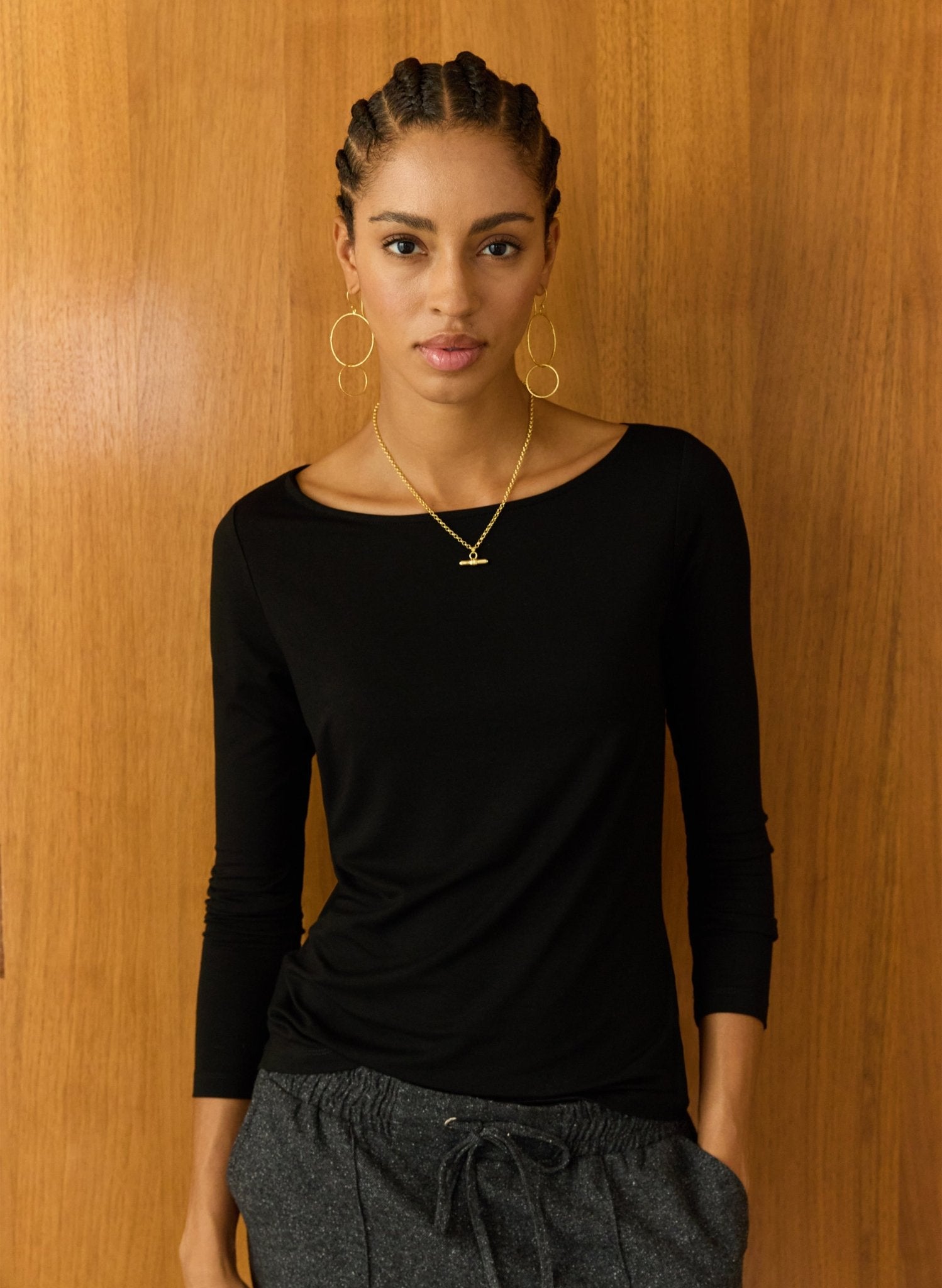 May Boatneck Top - Caviar Black Baukjen