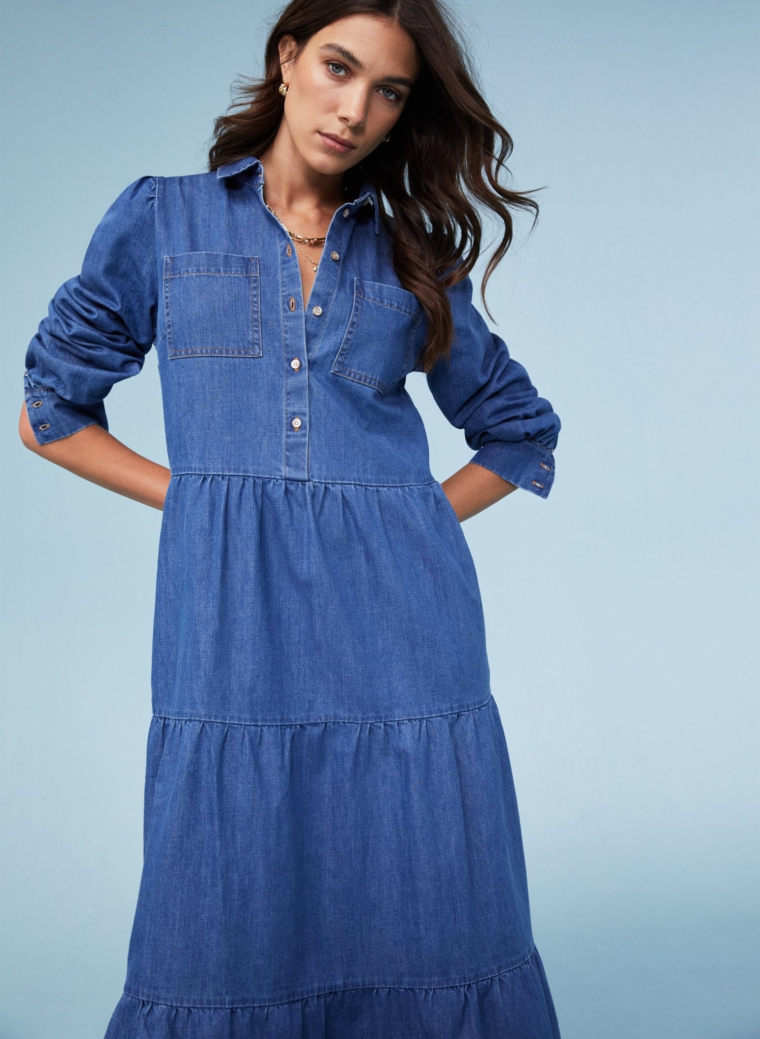 Mel Organic Cotton Dress - Washed Indigo Baukjen