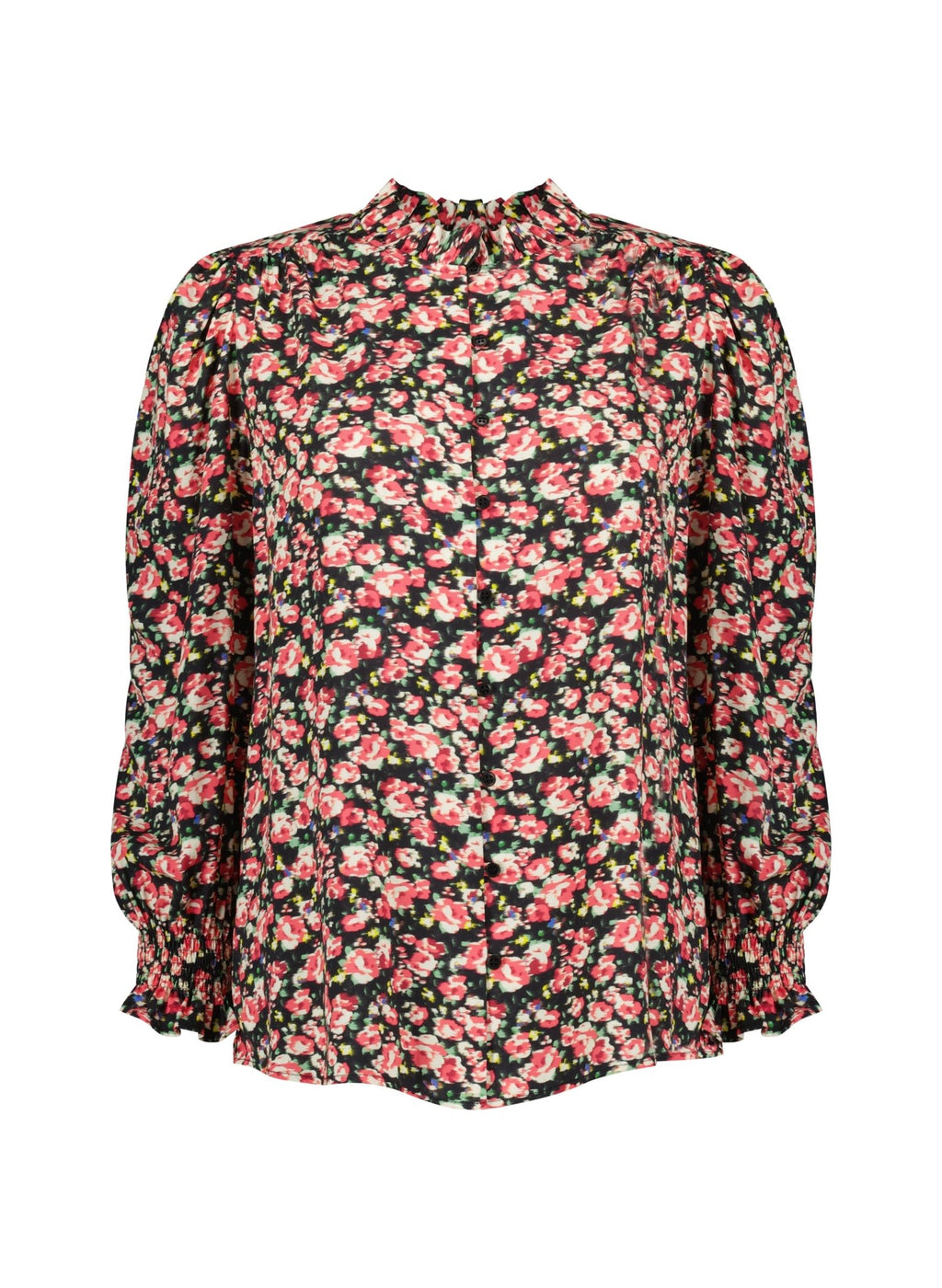Melie Printed Blouse - Black Rose Floral Baukjen