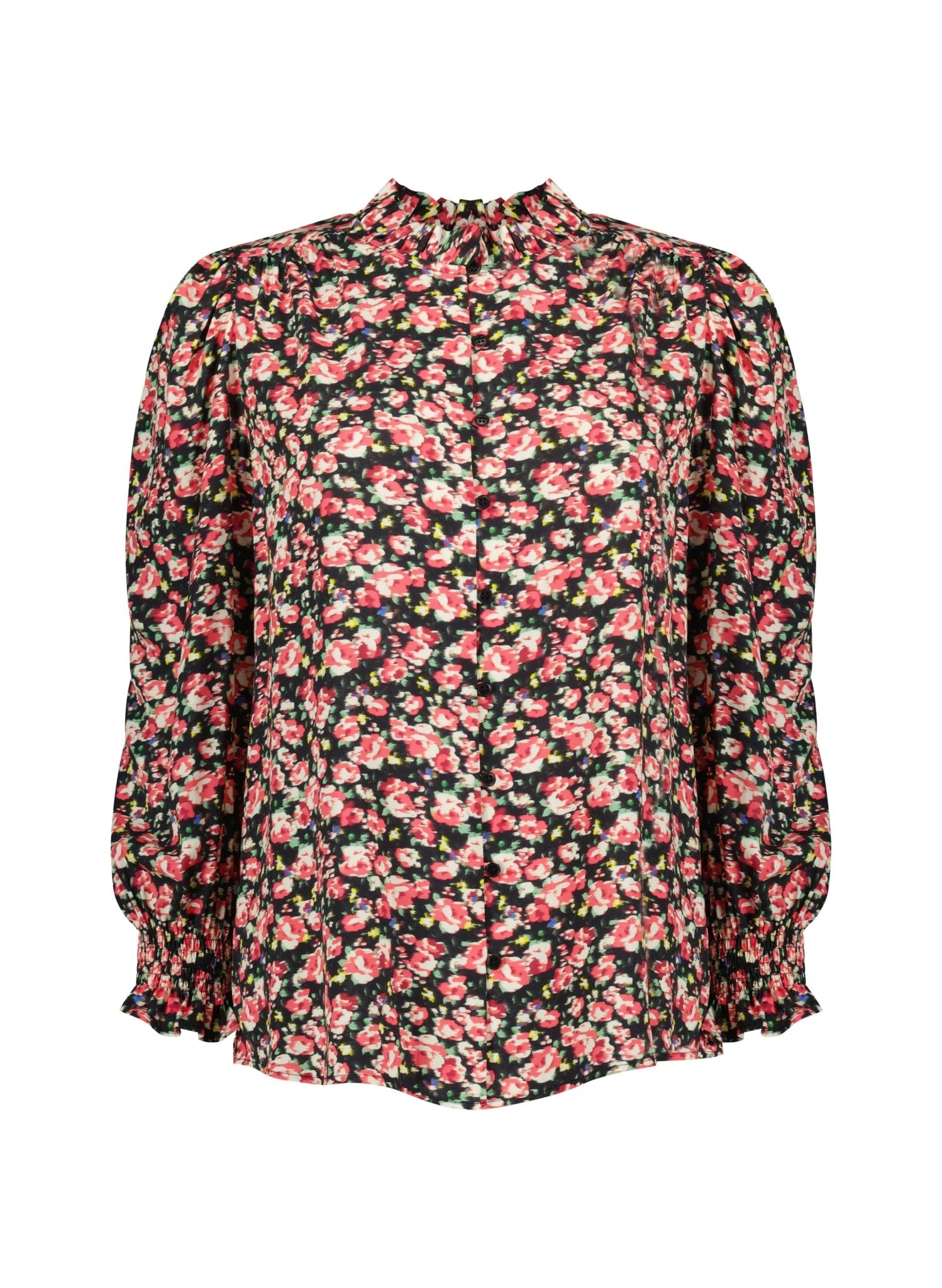 Melie Printed Blouse - Black Rose Floral Baukjen
