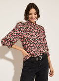 Melie Printed Blouse - Black Rose Floral Baukjen
