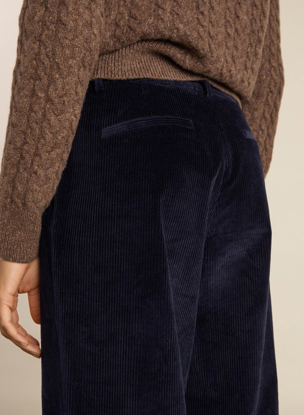 Melis Organic Cotton Corduroy Wide Leg Trousers - Classic Navy Baukjen