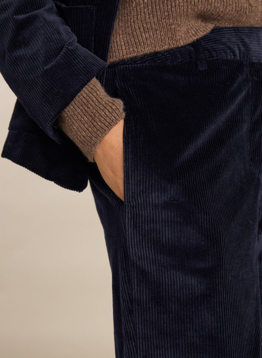 Melis Organic Cotton Corduroy Wide Leg Trousers - Classic Navy Baukjen