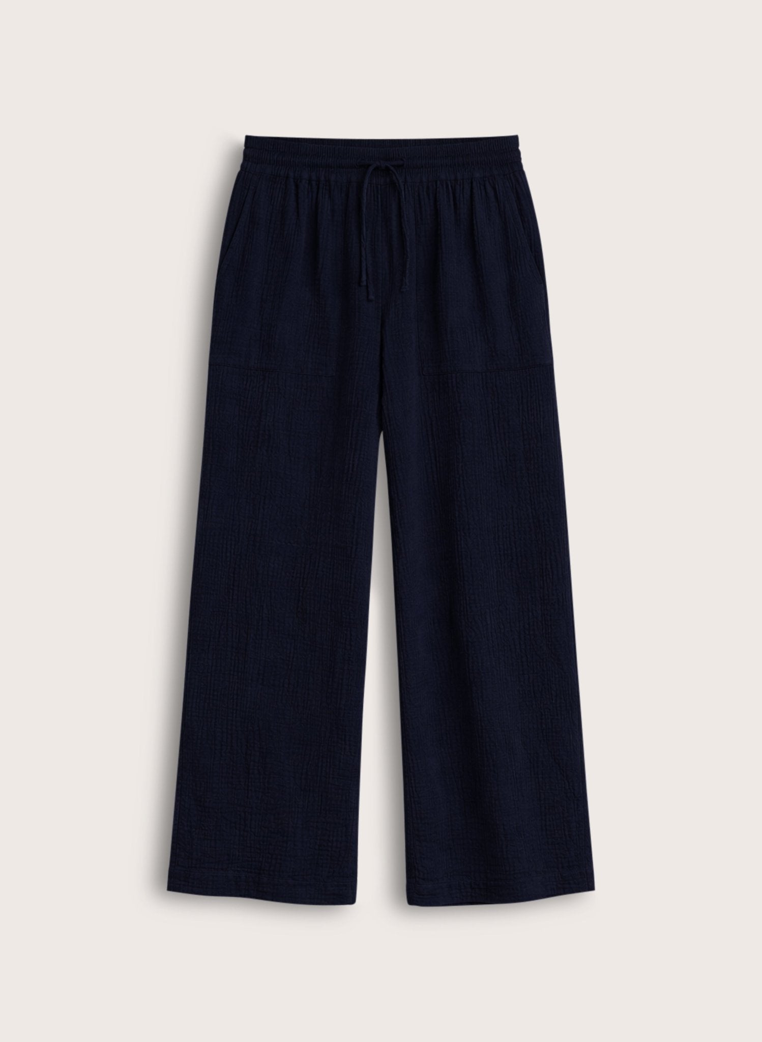 Melrose Double Cheesecloth Wide Leg Trousers - Deep Indigo Baukjen