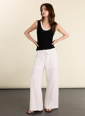 Melrose Double Cheesecloth Wide Leg Trousers - Pure White Baukjen