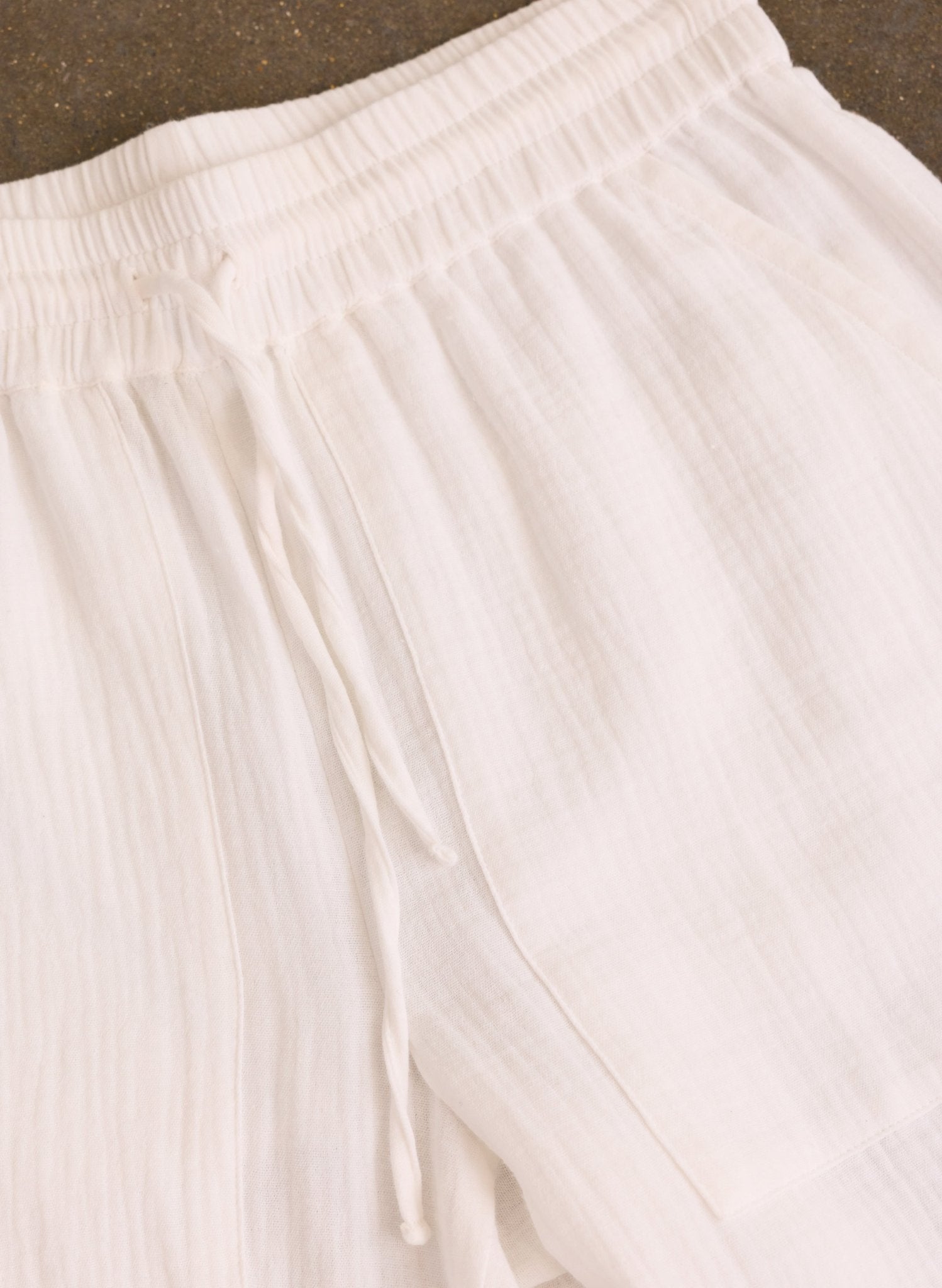 Melrose Double Cheesecloth Wide Leg Trousers - Pure White Baukjen