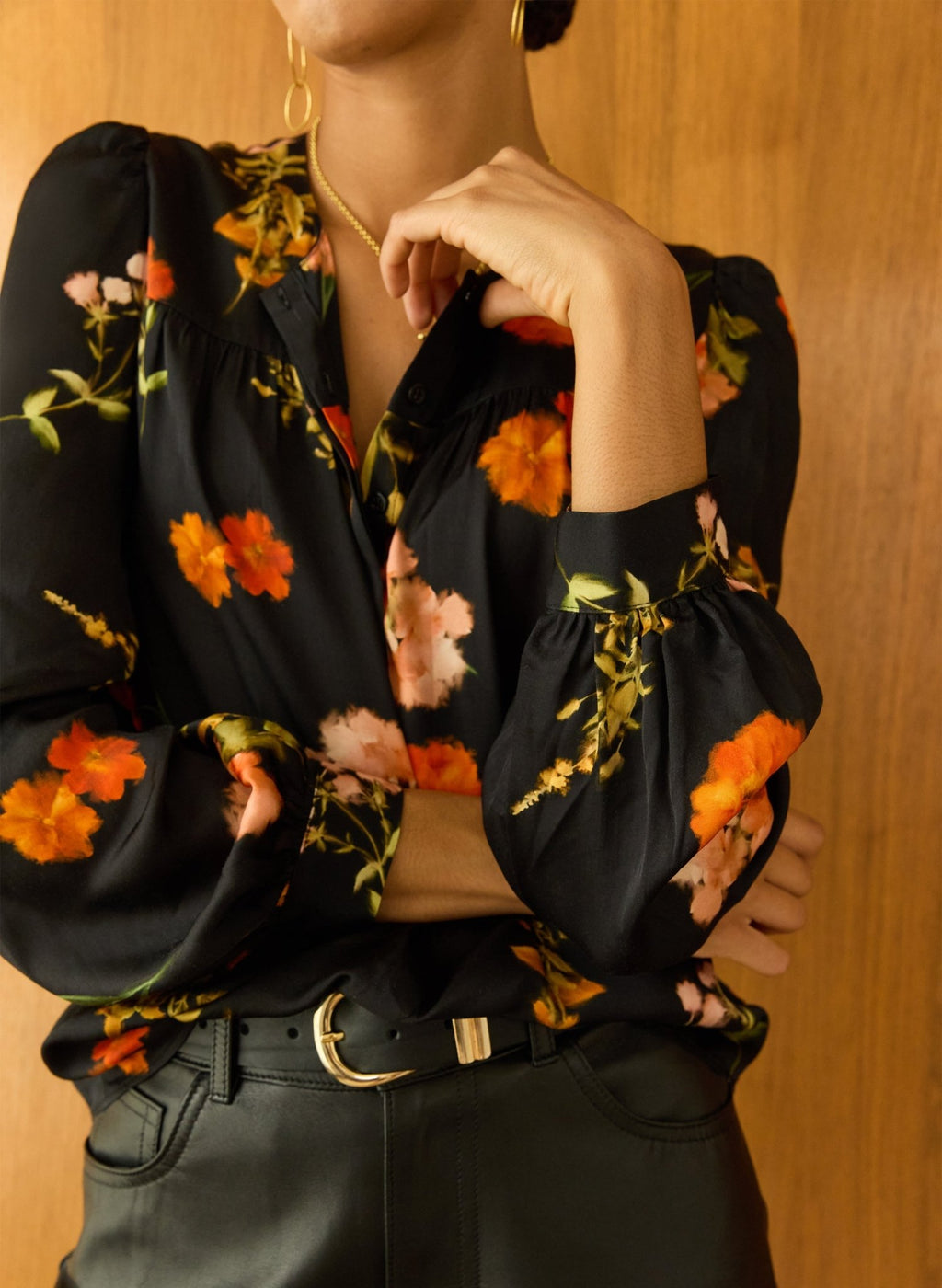 Micah Printed Blouse - Black Floral Sprig Baukjen