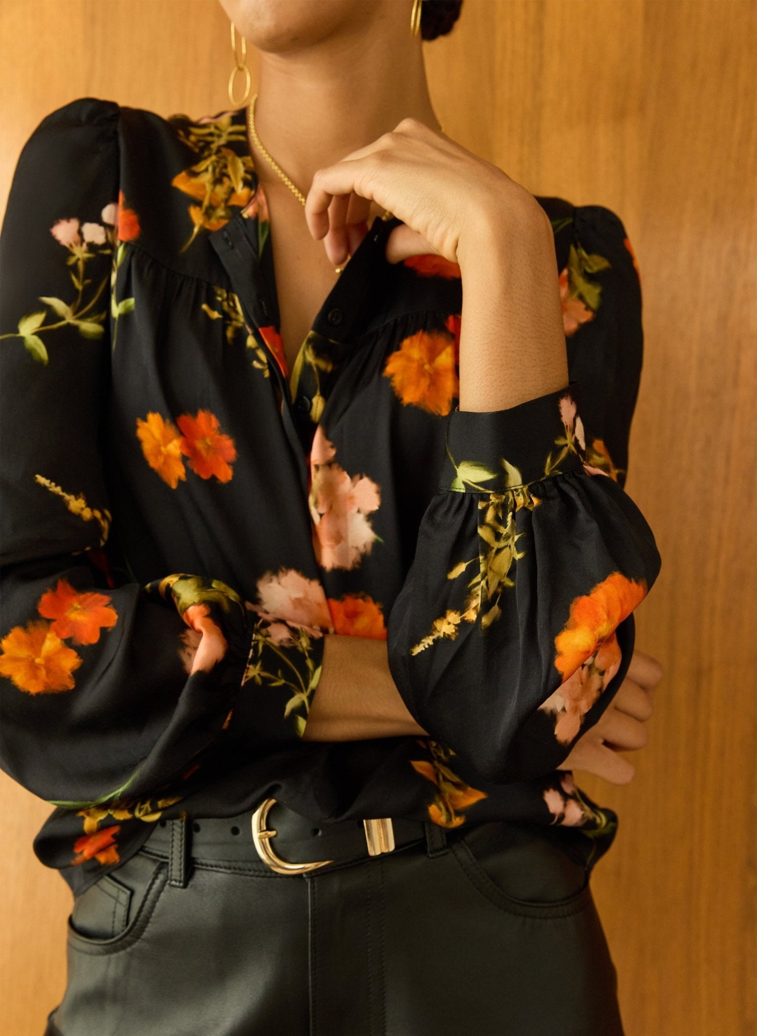 Micah Printed Blouse - Black Floral Sprig Baukjen