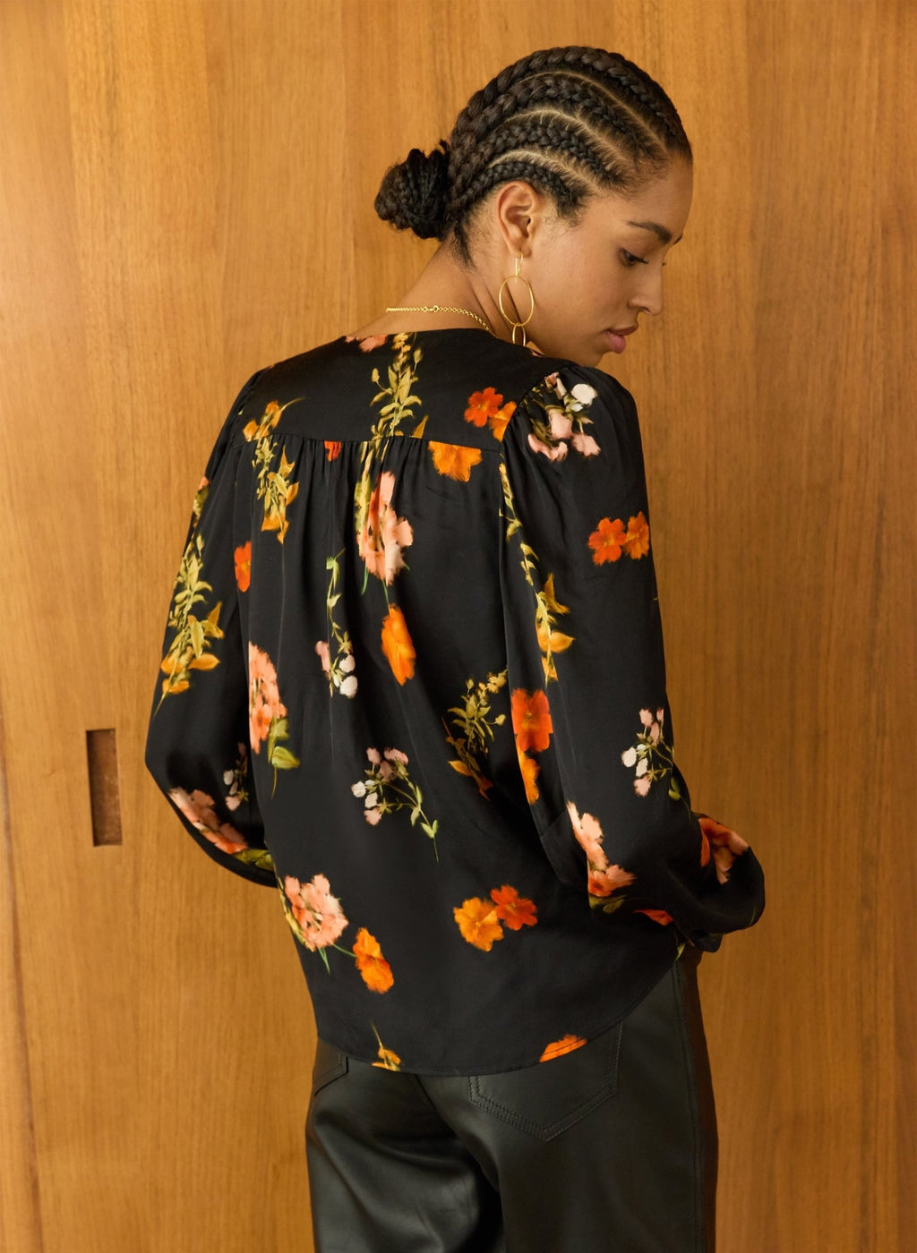 Micah Printed Blouse - Black Floral Sprig Baukjen