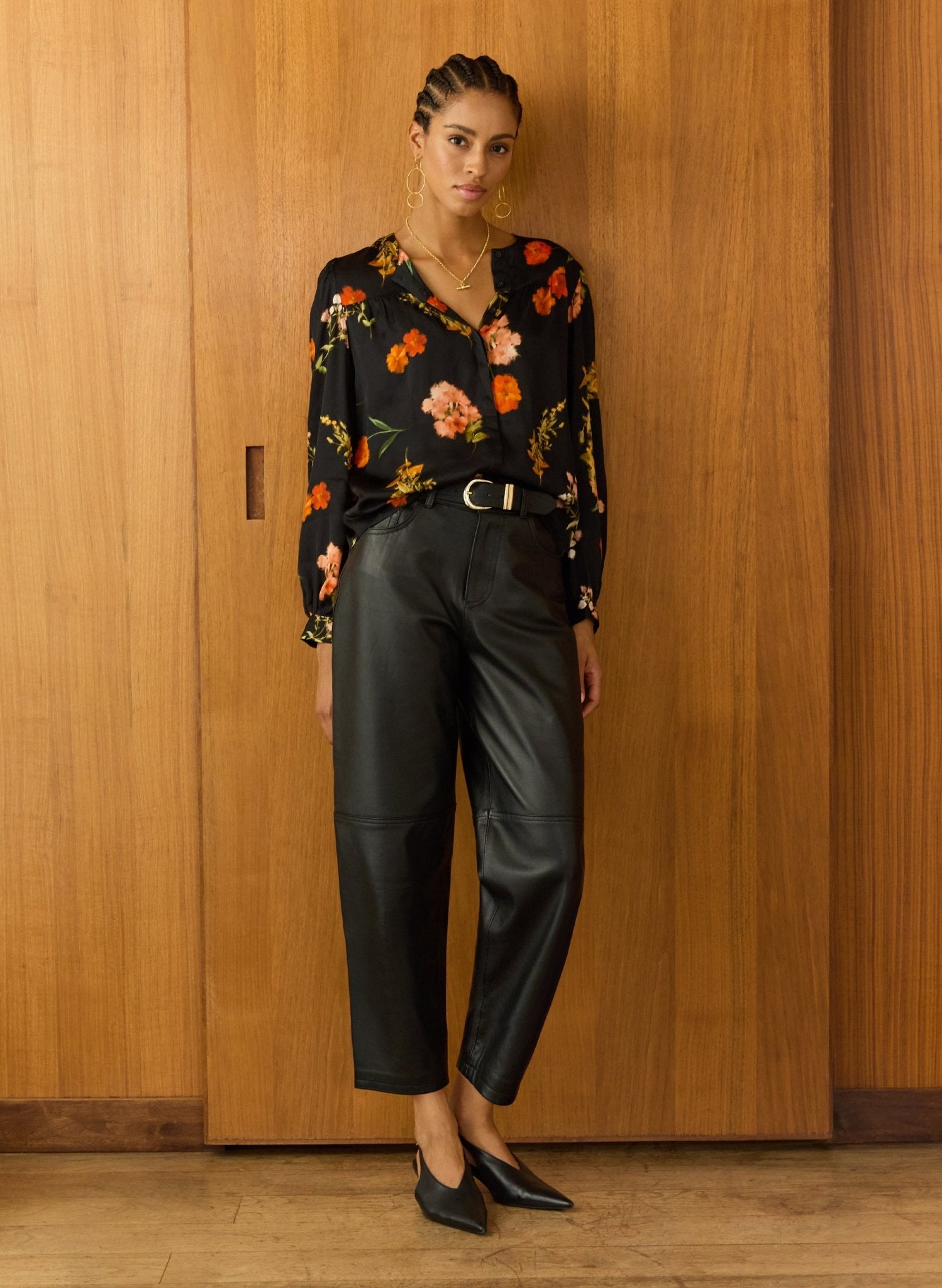 Micah Printed Blouse - Black Floral Sprig Baukjen