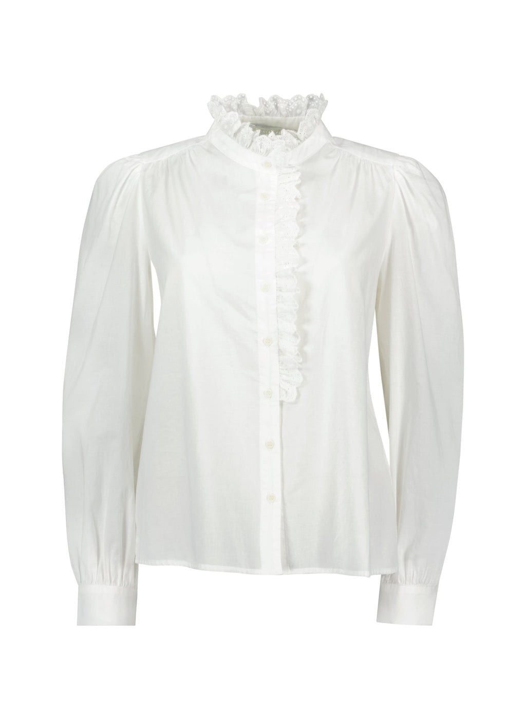 Milla Organic Cotton Broderie Detail Blouse - Soft White Baukjen