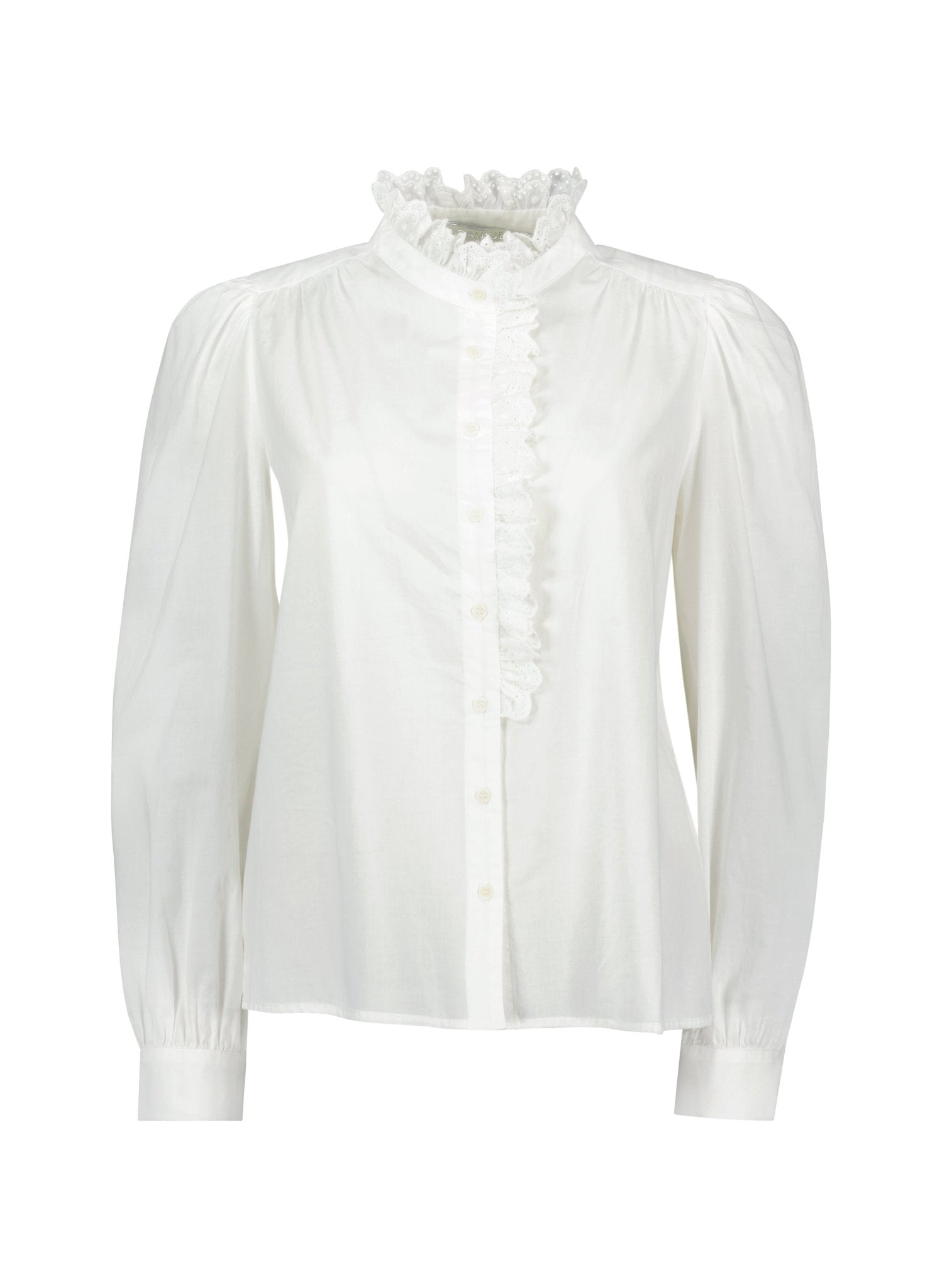 Milla Organic Cotton Broderie Detail Blouse - Soft White Baukjen
