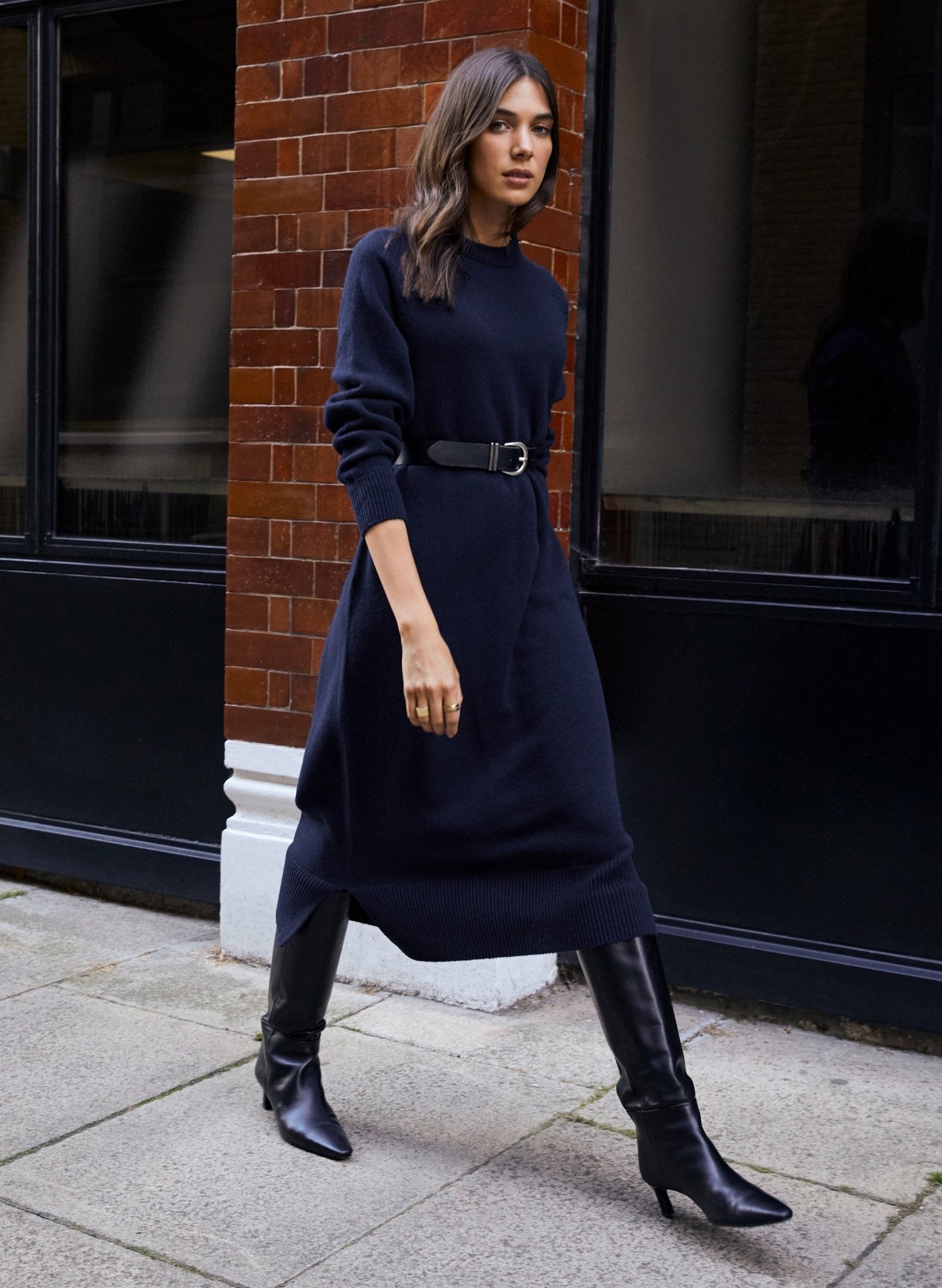 Baukjen Moll Wool Blend Knitted Dress Classic Navy
