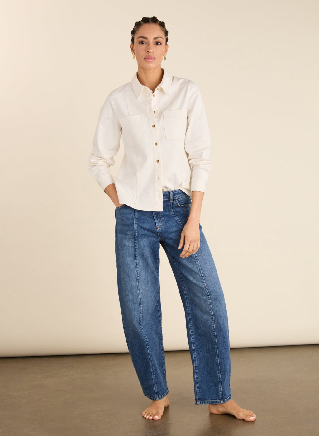 Mona Organic Denim Shirt - Soft White Baukjen