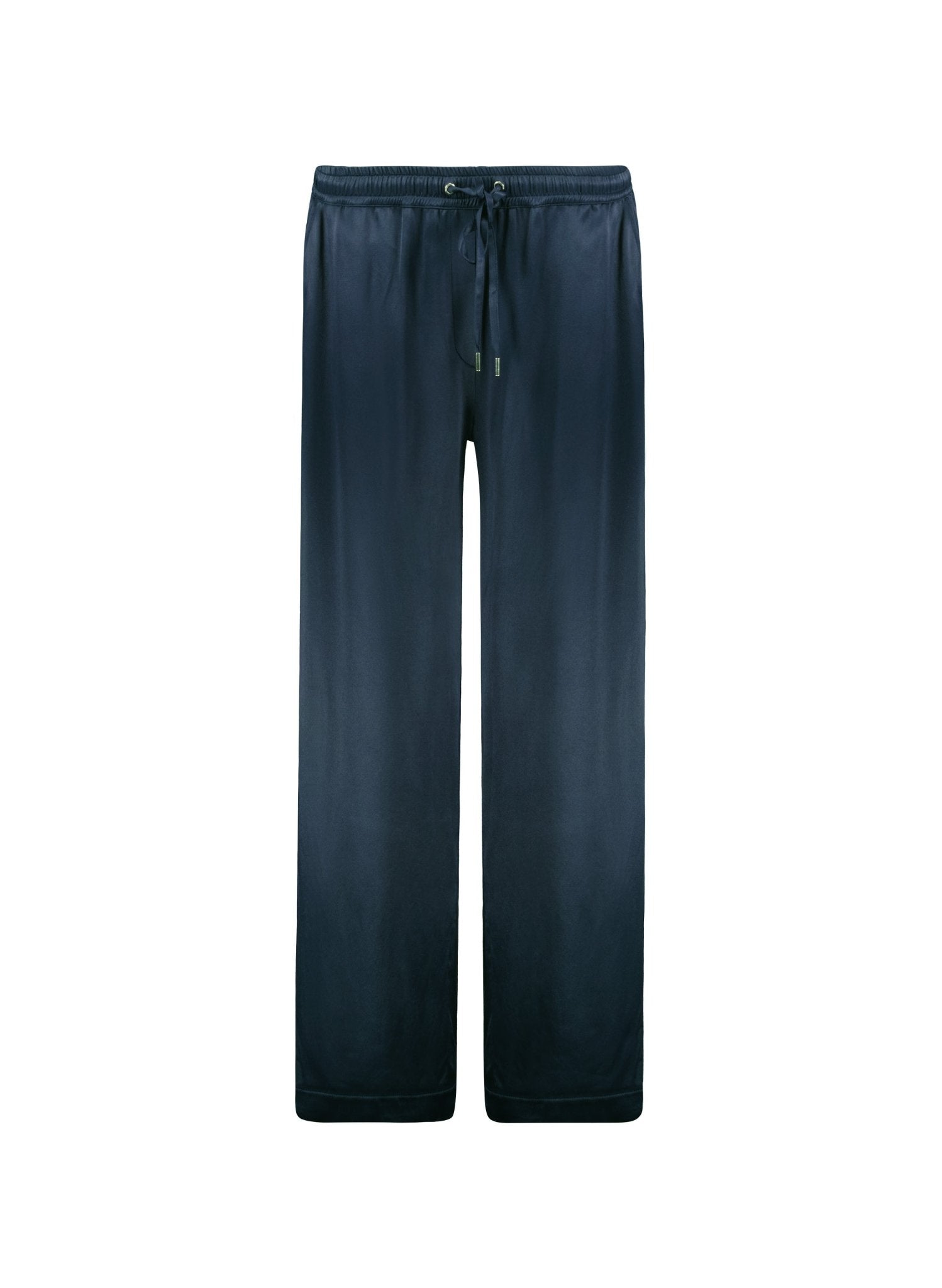 Monica Satin Wide Leg Trousers - Classic Navy Baukjen