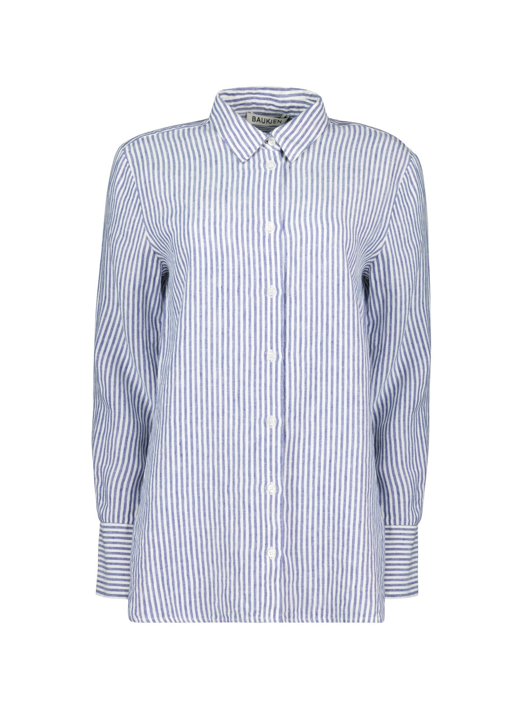 Muriel Linen Shirt - Indigo Stripe Baukjen