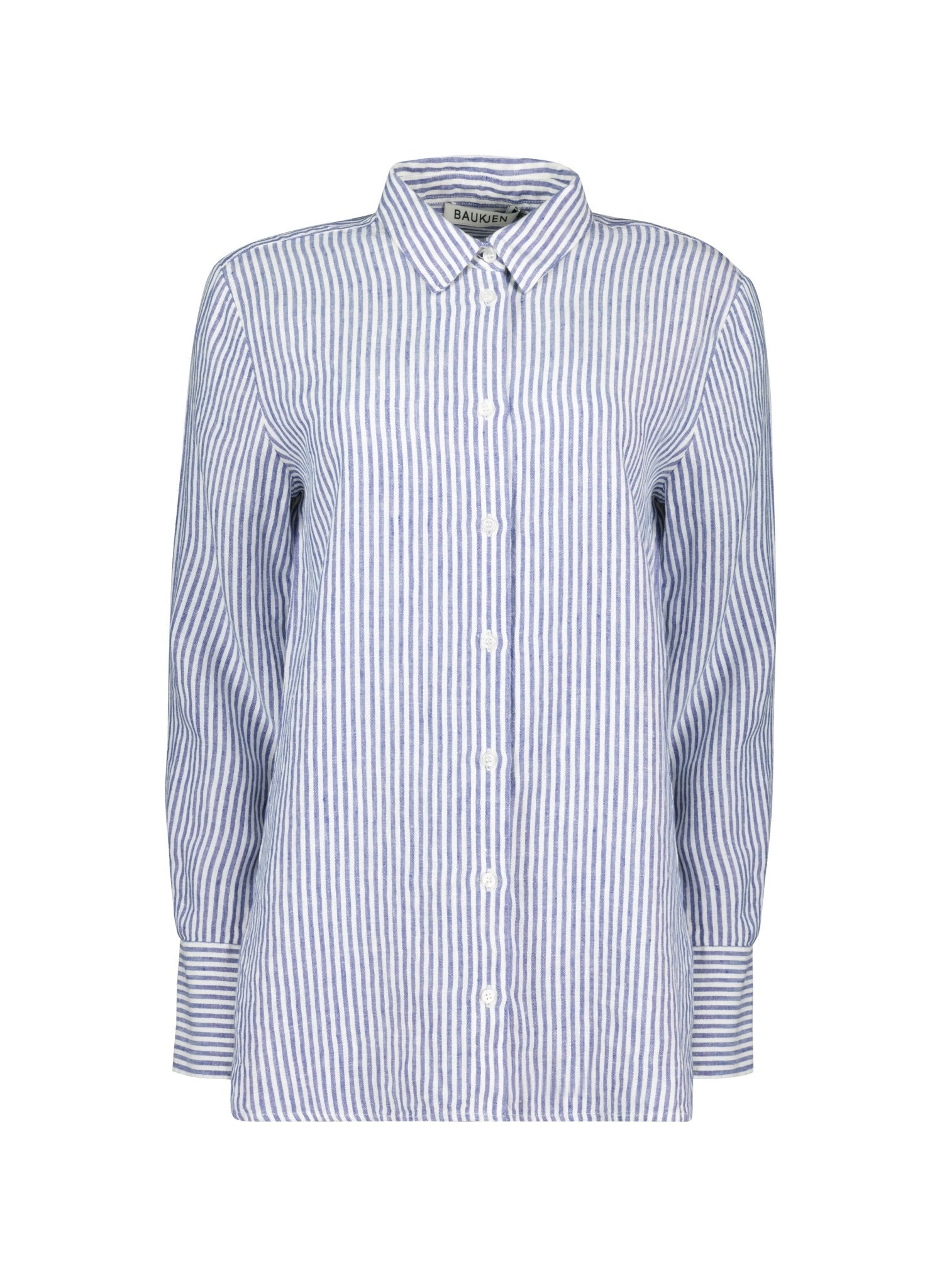 Muriel Linen Shirt - Indigo Stripe Baukjen