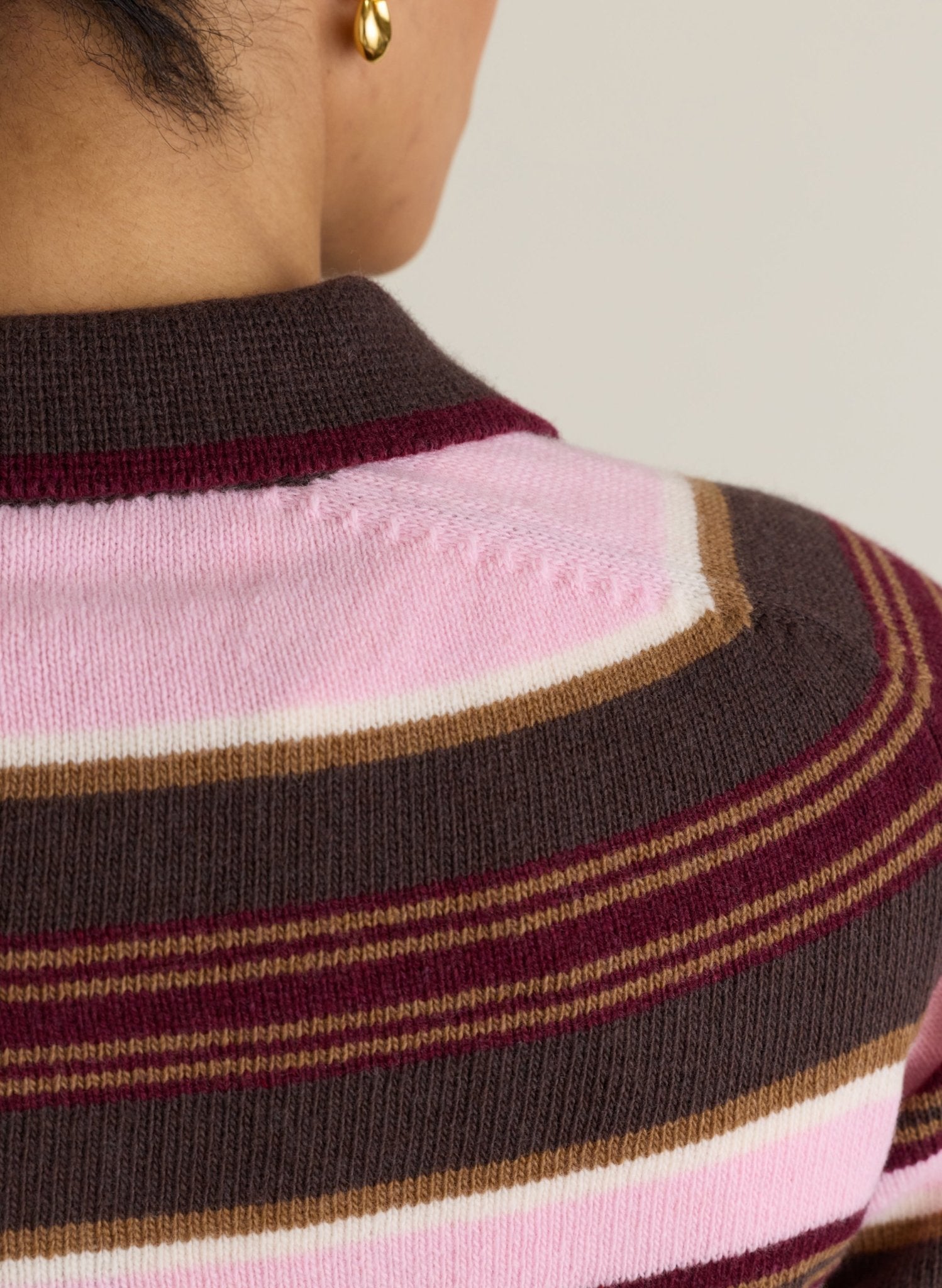 Nancy Striped Cardigan - Pink Choc Mix Baukjen