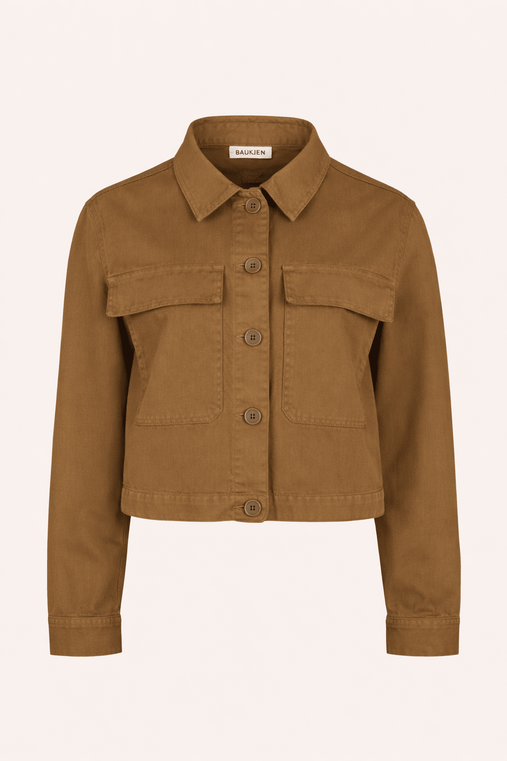 Nata Organic Cotton Cropped Jacket - Taupe Baukjen